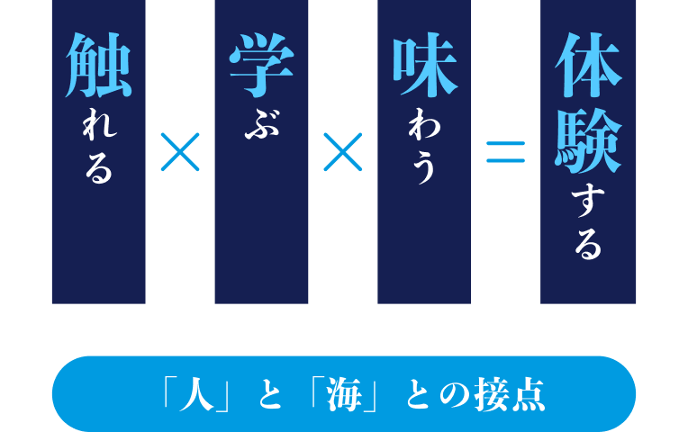 触れる×学ぶ×味わう=体験する　「人」と「海」との接点
