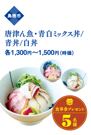 鳥栖市 唐津ん魚・青白ミックス丼/青丼/白丼 各1,300円〜1,500円（時価）
