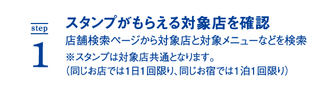 step1 スタンプがもらえる対象店を確認